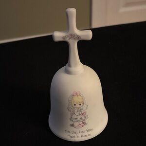 Precious Moments White and Pink Decorative Bell. Communion